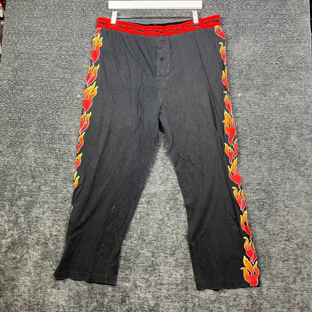 Hot Stuff Pants Men's Gray Cotton Flame Graphic Elastic Waist Loungewear - XL